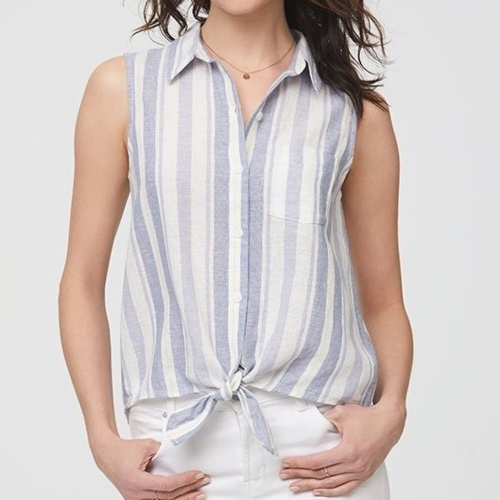 Beach Lunch Lounge Sleeveless Tie Front Top